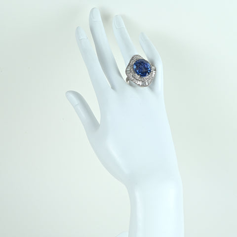 【中古】PT900 SAPPHIRE非加熱サファイアリング S14.79ct D3.37ct GIA鑑別書付き 22.7g #16