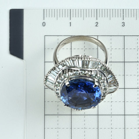 【中古】PT900 SAPPHIRE非加熱サファイアリング S14.79ct D3.37ct GIA鑑別書付き 22.7g #16