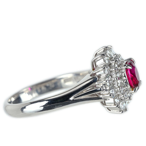 【中古】PT900 RUBY ルビーリング R0.71ct D0.70ct 7.2g #11.5