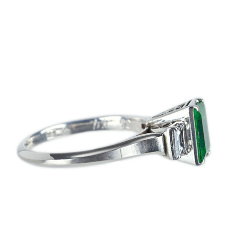 【中古】三越 PM EMERALD エメラルドリング E0.85ct D0.44ct 4.3g #10 ハンドメイド