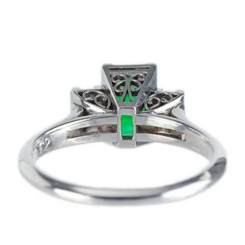 【中古】三越 PM EMERALD エメラルドリング E0.85ct D0.44ct 4.3g #10 ハンドメイド