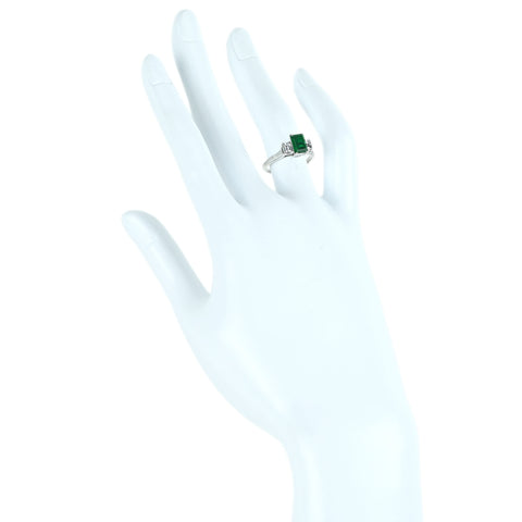 【中古】三越 PM EMERALD エメラルドリング E0.85ct D0.44ct 4.3g #10 ハンドメイド