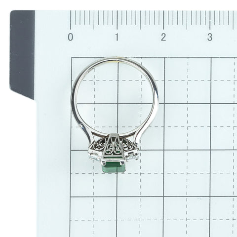 【中古】三越 PM EMERALD エメラルドリング E0.85ct D0.44ct 4.3g #10 ハンドメイド