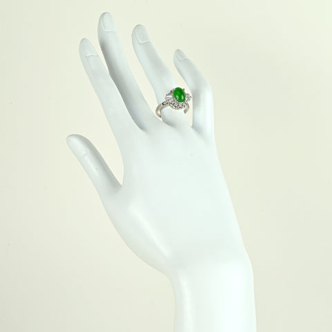 【中古】PT900 JADEITE ヒスイリング 2.15ct D0.40ct CGLソ 7.2g #12