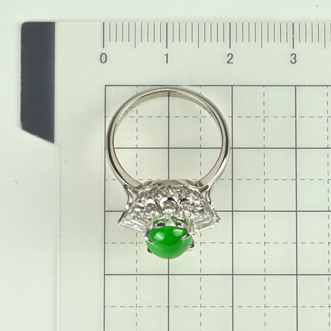 【中古】PT900 JADEITE ヒスイリング 2.15ct D0.40ct CGLソ 7.2g #12