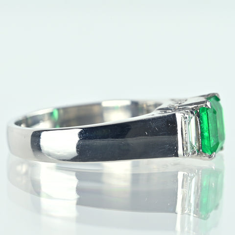 【中古】PT900 EMERALDエメラルドリング E1.04ct D0.45ct 6.8g #11.5