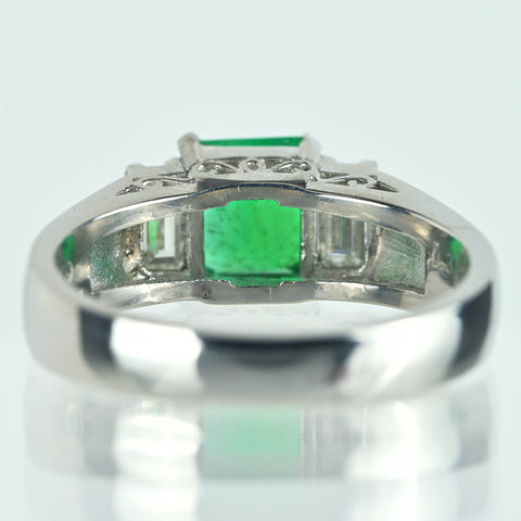 【中古】PT900 EMERALDエメラルドリング E1.04ct D0.45ct 6.8g #11.5
