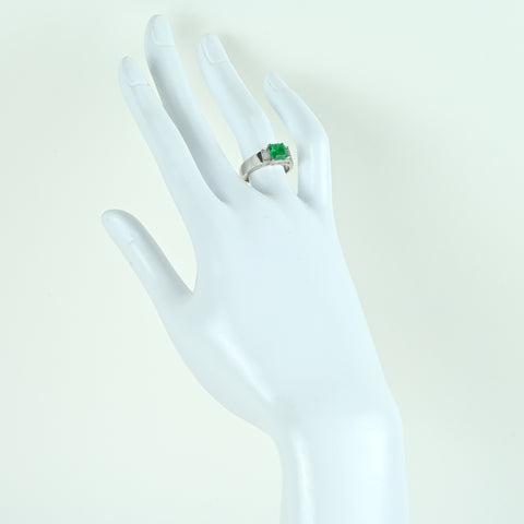 【中古】PT900 EMERALDエメラルドリング E1.04ct D0.45ct 6.8g #11.5