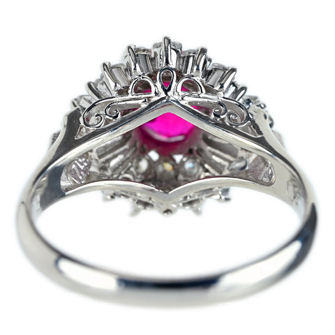 【中古】PT900 RUBY ルビー リング R0.98ct D0.47ct NGLソ 4.9g #8
