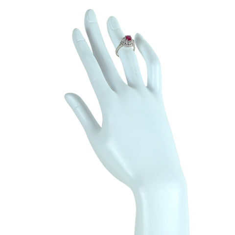 【中古】PT900 RUBY ルビー リング R0.98ct D0.47ct NGLソ 4.9g #8
