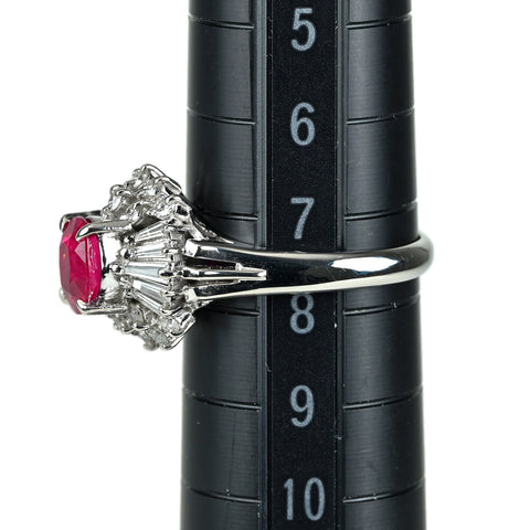 【中古】PT900 RUBY ルビー リング R0.98ct D0.47ct NGLソ 4.9g #8