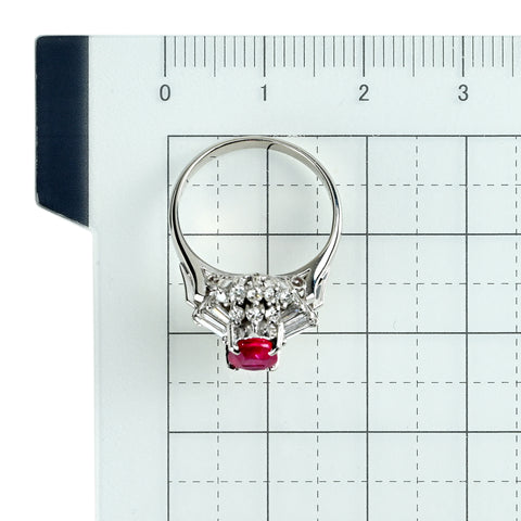 【中古】PT900 RUBY ルビー リング R0.98ct D0.47ct NGLソ 4.9g #8