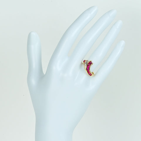 【中古】K18YG RUBY & DAIMONDS ルビー・ダイヤモンドリング R1.20ct D0.23ct 4.6g #7.5