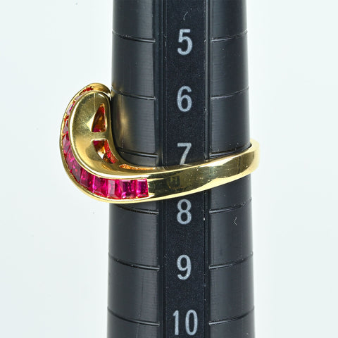 【中古】K18YG RUBY & DAIMONDS ルビー・ダイヤモンドリング R1.20ct D0.23ct 4.6g #7.5