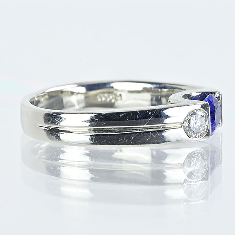 【中古】PT900 SAPPHIREサファイアリング S0.54ct D0.20ct 6.6g #8