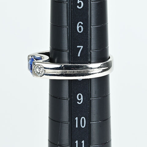 【中古】PT900 SAPPHIREサファイアリング S0.54ct D0.20ct 6.6g #8