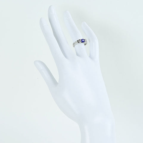 【中古】PT900 SAPPHIREサファイアリング S0.54ct D0.20ct 6.6g #8
