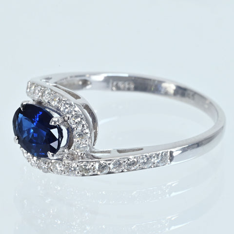 【中古】K18WG SAPPHIRE サファイアリング S0.975ct D0.45ct ソーティング付き 2.5g #13