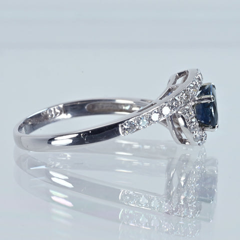 【中古】K18WG SAPPHIRE サファイアリング S0.975ct D0.45ct ソーティング付き 2.5g #13