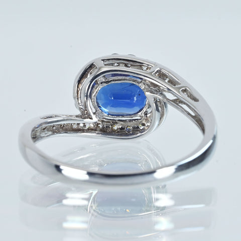 【中古】K18WG SAPPHIRE サファイアリング S0.975ct D0.45ct ソーティング付き 2.5g #13