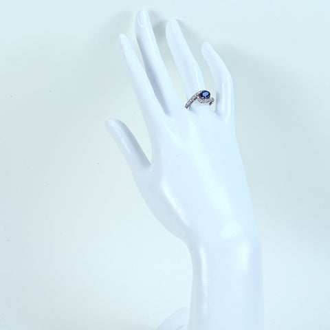 【中古】K18WG SAPPHIRE サファイアリング S0.975ct D0.45ct ソーティング付き 2.5g #13