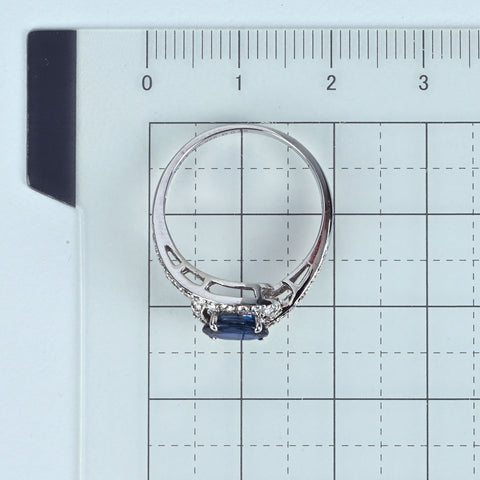 【中古】K18WG SAPPHIRE サファイアリング S0.975ct D0.45ct ソーティング付き 2.5g #13