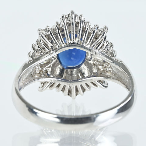 【中古】PT900 SAPPHIREサファイアリング S1.41ct D0.32ct 6.2g #12
