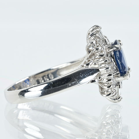 【中古】PT900 SAPPHIREサファイアリング S1.41ct D0.32ct 6.2g #12