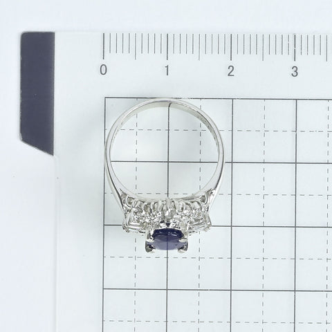 【中古】PT900 SAPPHIREサファイアリング S1.41ct D0.32ct 6.2g #12