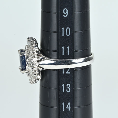【中古】PT900 SAPPHIREサファイアリング S1.41ct D0.32ct 6.2g #12