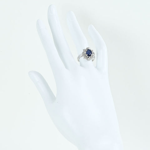 【中古】PT900 SAPPHIREサファイアリング S1.41ct D0.32ct 6.2g #12