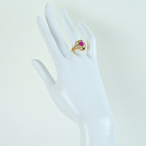 【中古】K18YG PINK SAPPHIRE ピンクサファイアリング PS1.25ct D1.12ct GRJソーティング付き 6.7g #13