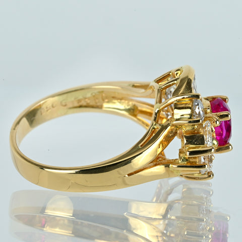 【中古】K18YG PINK SAPPHIRE ピンクサファイアリング PS1.25ct D1.12ct GRJソーティング付き 6.7g #13