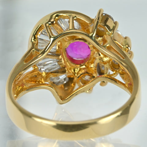 【中古】K18YG PINK SAPPHIRE ピンクサファイアリング PS1.25ct D1.12ct GRJソーティング付き 6.7g #13