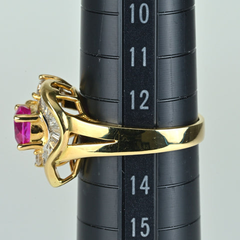 【中古】K18YG PINK SAPPHIRE ピンクサファイアリング PS1.25ct D1.12ct GRJソーティング付き 6.7g #13