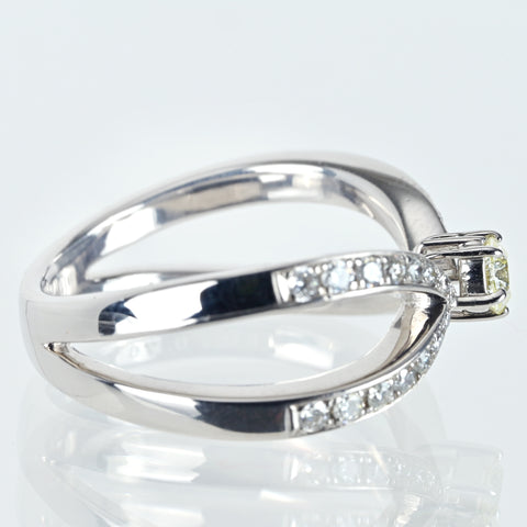 【中古】K18WG DIAMOND さくらカットダイヤモンドリング 0.176cr D0.25ct 5.8g #12