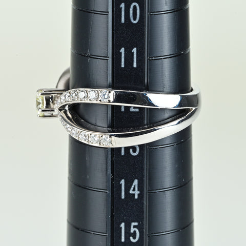 【中古】K18WG DIAMOND さくらカットダイヤモンドリング 0.176cr D0.25ct 5.8g #12