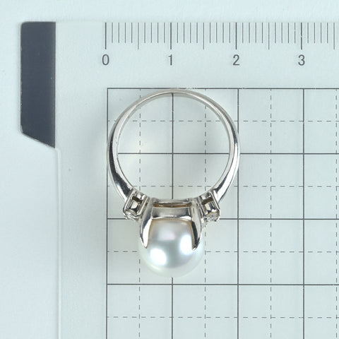 【中古】PT900 PEARL白蝶南洋パールリング 10.0mm D0.13ct 7.7g #12.5