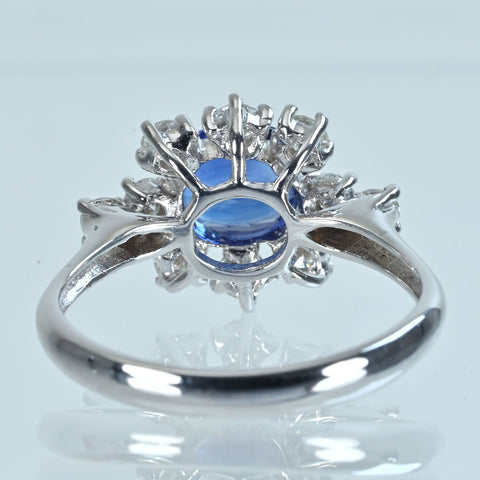 【中古】 K18WG SAPPHIRE サファイアリング S1.18ct D0.58ct 3.3g #12.5