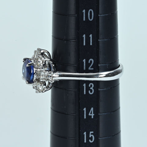 【中古】 K18WG SAPPHIRE サファイアリング S1.18ct D0.58ct 3.3g #12.5