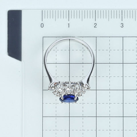 【中古】 K18WG SAPPHIRE サファイアリング S1.18ct D0.58ct 3.3g #12.5