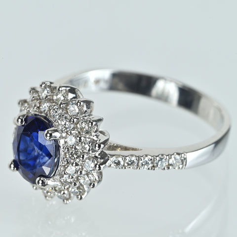 【中古】K18WG SAPPHIRE サファイアリング S1.45ct D0.61ct 4.3g #13