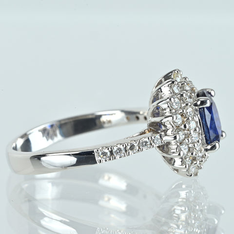 【中古】K18WG SAPPHIRE サファイアリング S1.45ct D0.61ct 4.3g #13