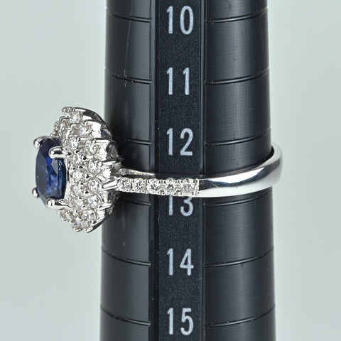 【中古】K18WG SAPPHIRE サファイアリング S1.45ct D0.61ct 4.3g #13