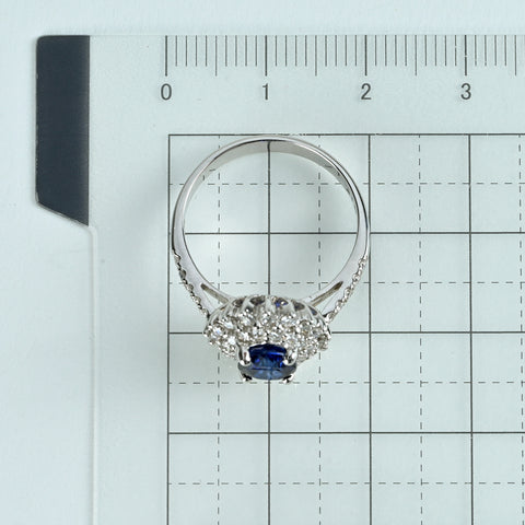 【中古】K18WG SAPPHIRE サファイアリング S1.45ct D0.61ct 4.3g #13