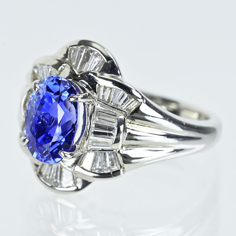 【中古】PT900 SAPPHIREサファイアリング S2.51ct D1.00 日宝協ソ 11.4g #12