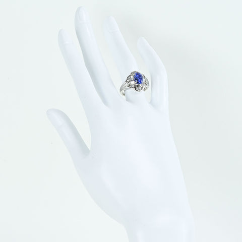 【中古】PT900 SAPPHIREサファイアリング S2.51ct D1.00 日宝協ソ 11.4g #12