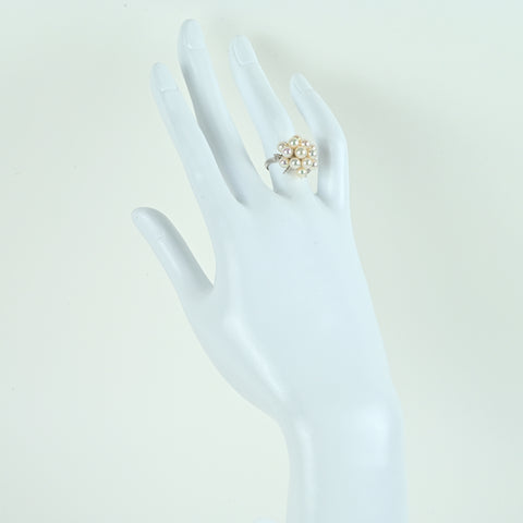 【中古】 K14WG AKOYA PEARL アコヤパールリング 3.5 - 5.0mm 3.8g #12
