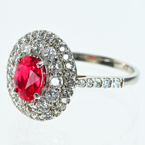 【中古】PT950 RUBY ルビーリング タイ産 R0.96ct D0.88ct GIA鑑別書 5.2g #12