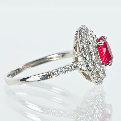 【中古】PT950 RUBY ルビーリング タイ産 R0.96ct D0.88ct GIA鑑別書 5.2g #12